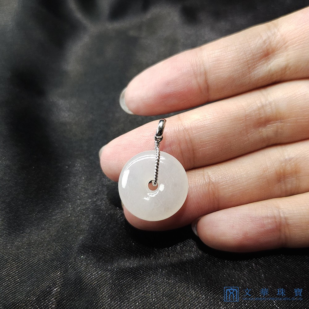 翡翠白月光平安扣玉墜