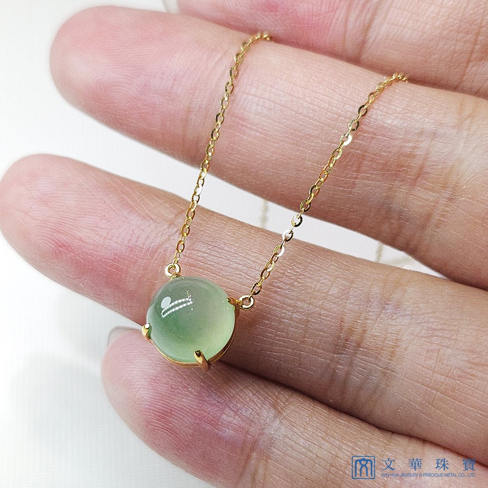 高冰秋香綠蛋面黃K項鍊 18K金項鍊(已售出)