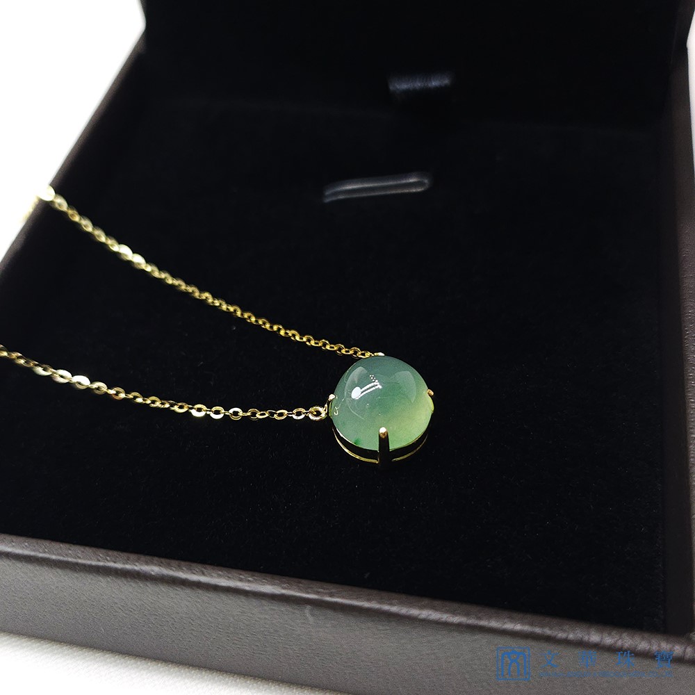 高冰秋香綠蛋面黃K項鍊 18K金項鍊(已售出)