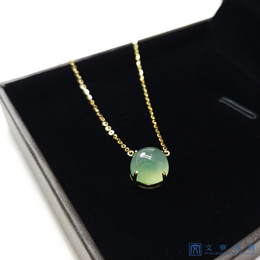 高冰秋香綠蛋面黃K項鍊 18K金項鍊(已售出)