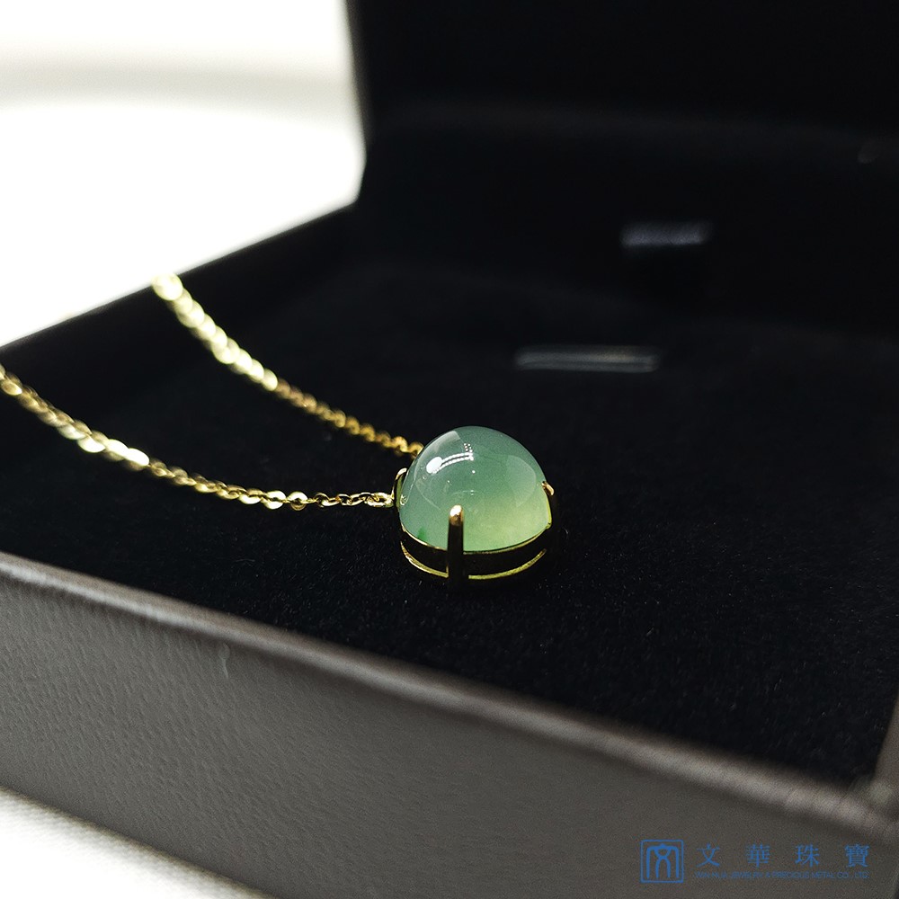 高冰秋香綠蛋面黃K項鍊 18K金項鍊(已售出)
