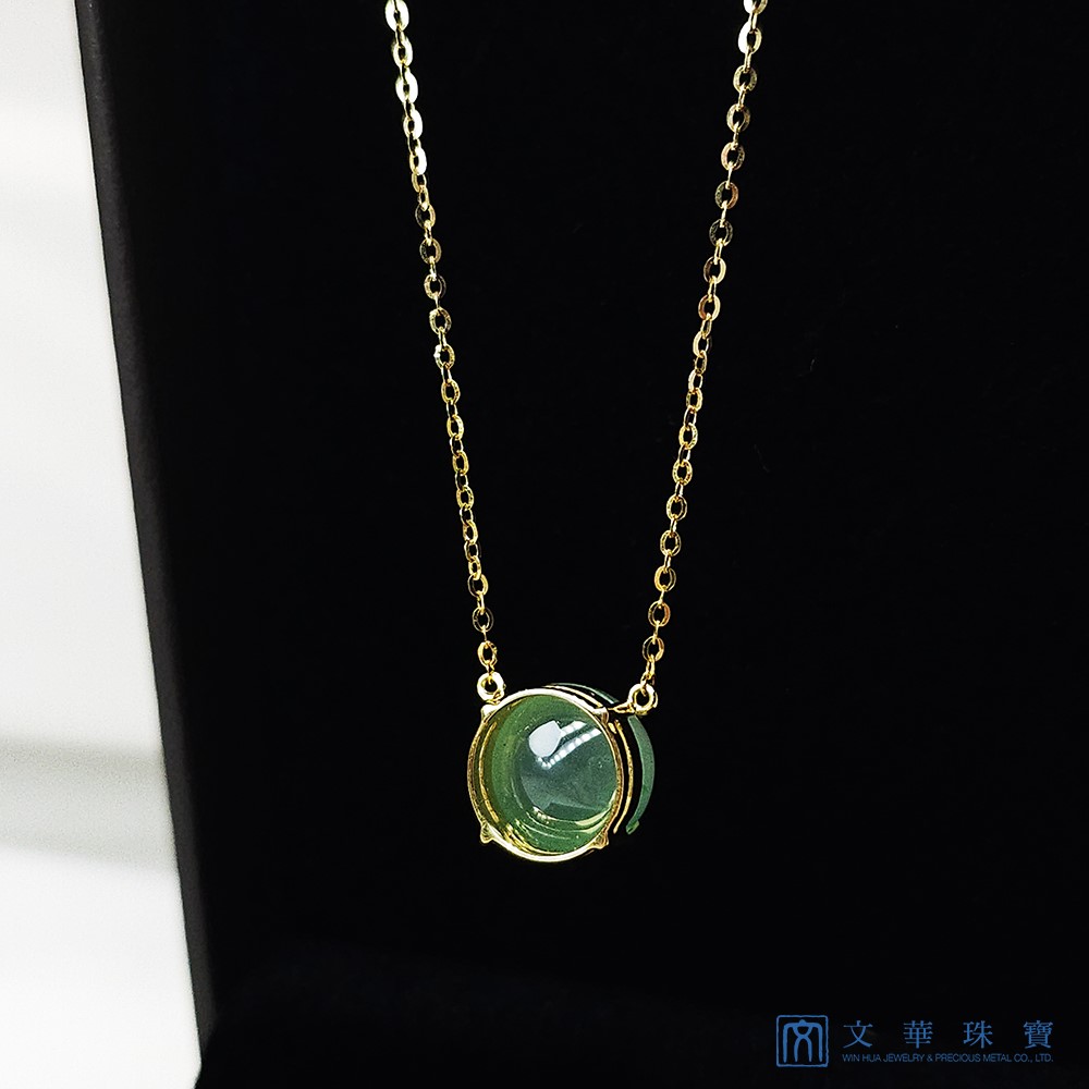 高冰秋香綠蛋面黃K項鍊 18K金項鍊(已售出)