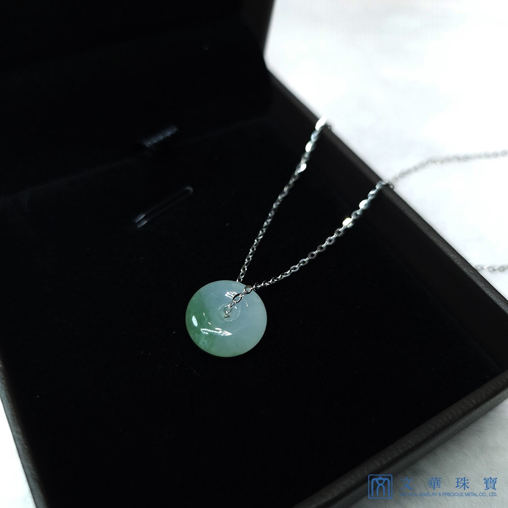 冰種帶綠平安扣項鍊 白K金750(已售出)