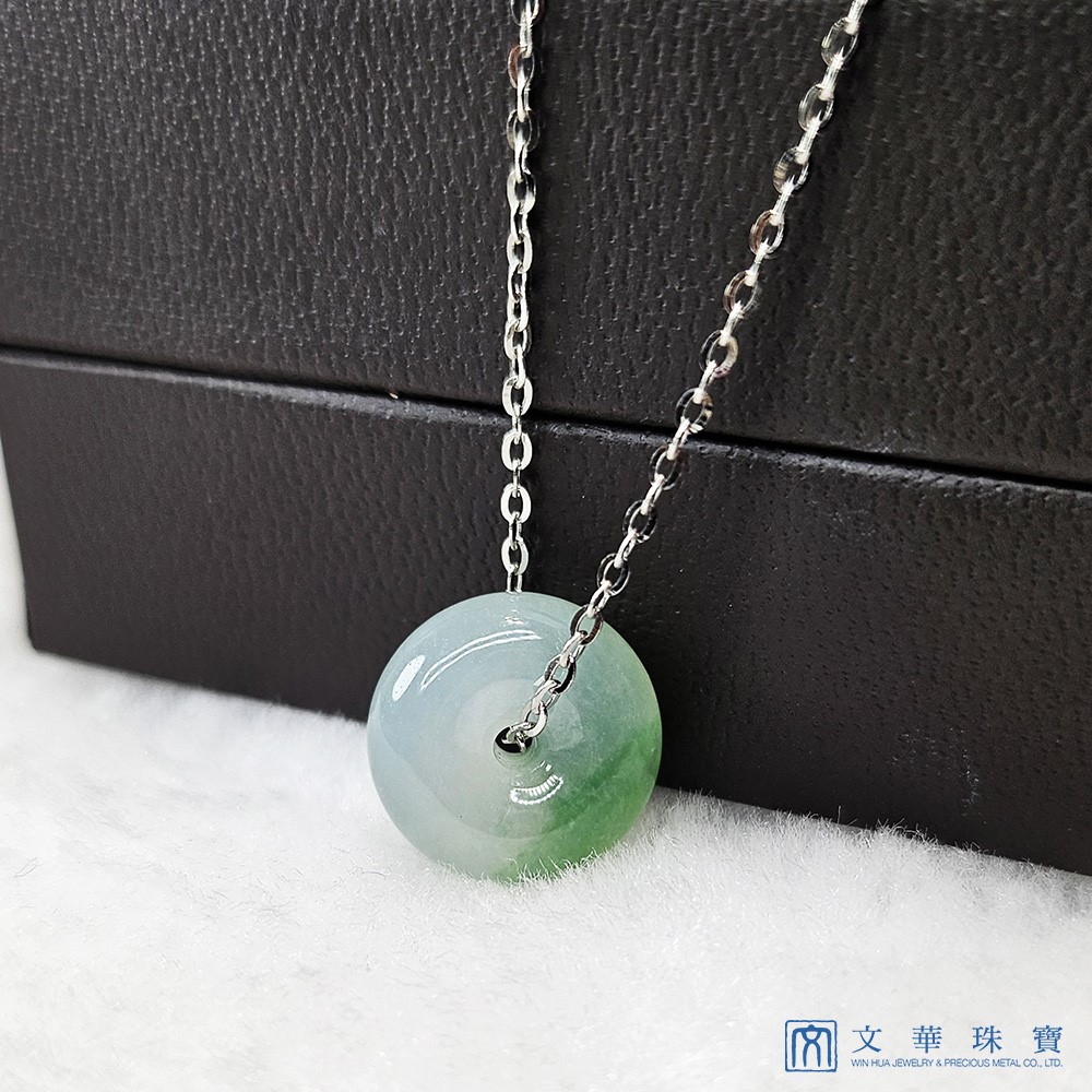 冰種帶綠平安扣項鍊 白K金750(已售出)