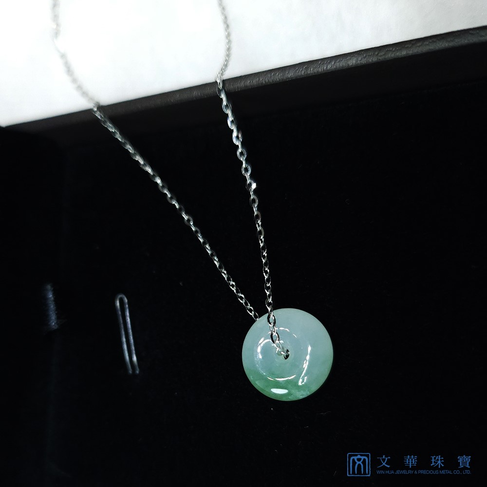 冰種帶綠平安扣項鍊 白K金750(已售出)
