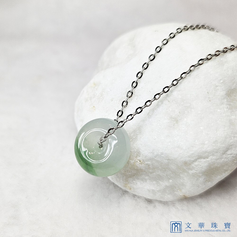 冰種帶綠平安扣項鍊 白K金750(已售出)