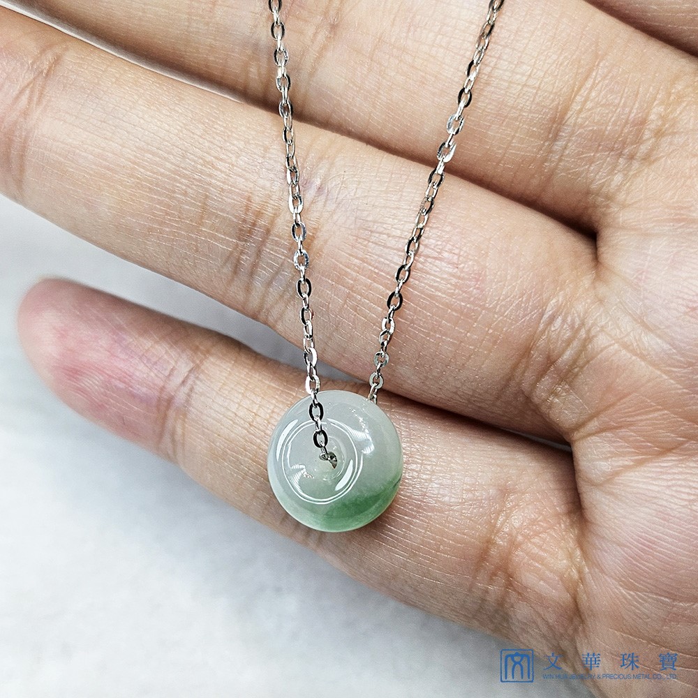 冰種帶綠平安扣項鍊 白K金750(已售出)