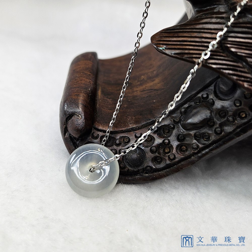 玻璃種平安扣項鍊 白K金750(已售出)