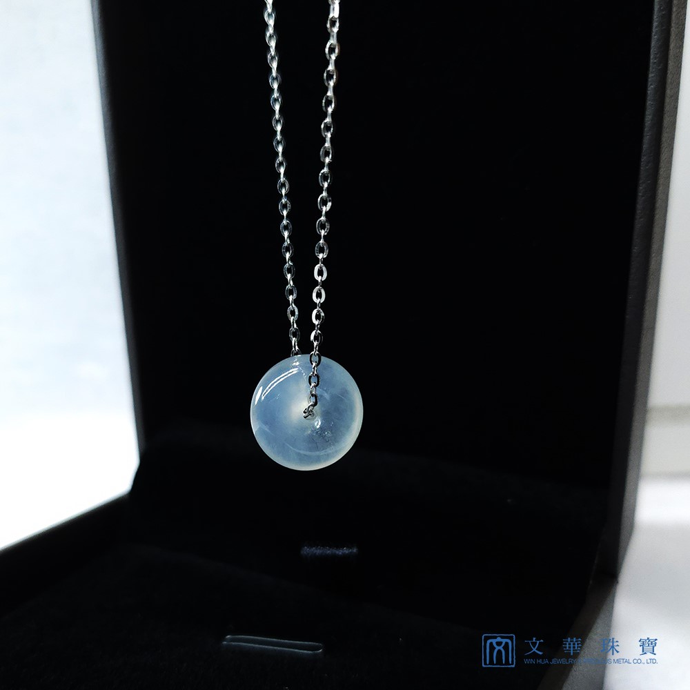 玻璃種平安扣項鍊 白K金750(已售出)