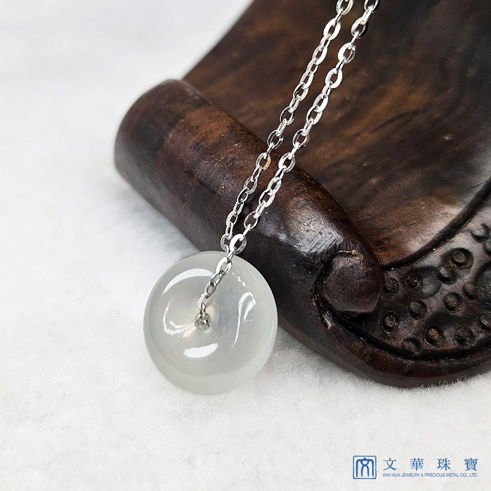 玻璃種平安扣項鍊 白K金750(已售出)