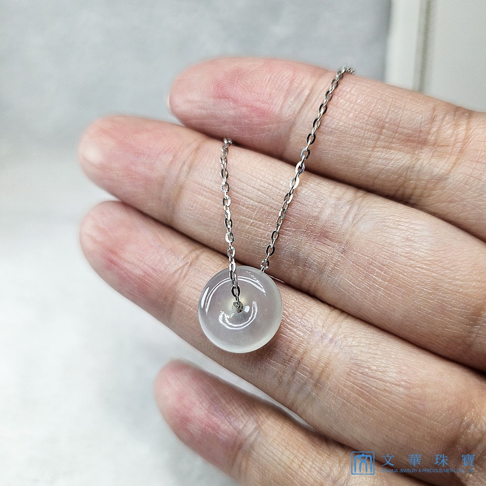 玻璃種平安扣項鍊 白K金750(已售出)