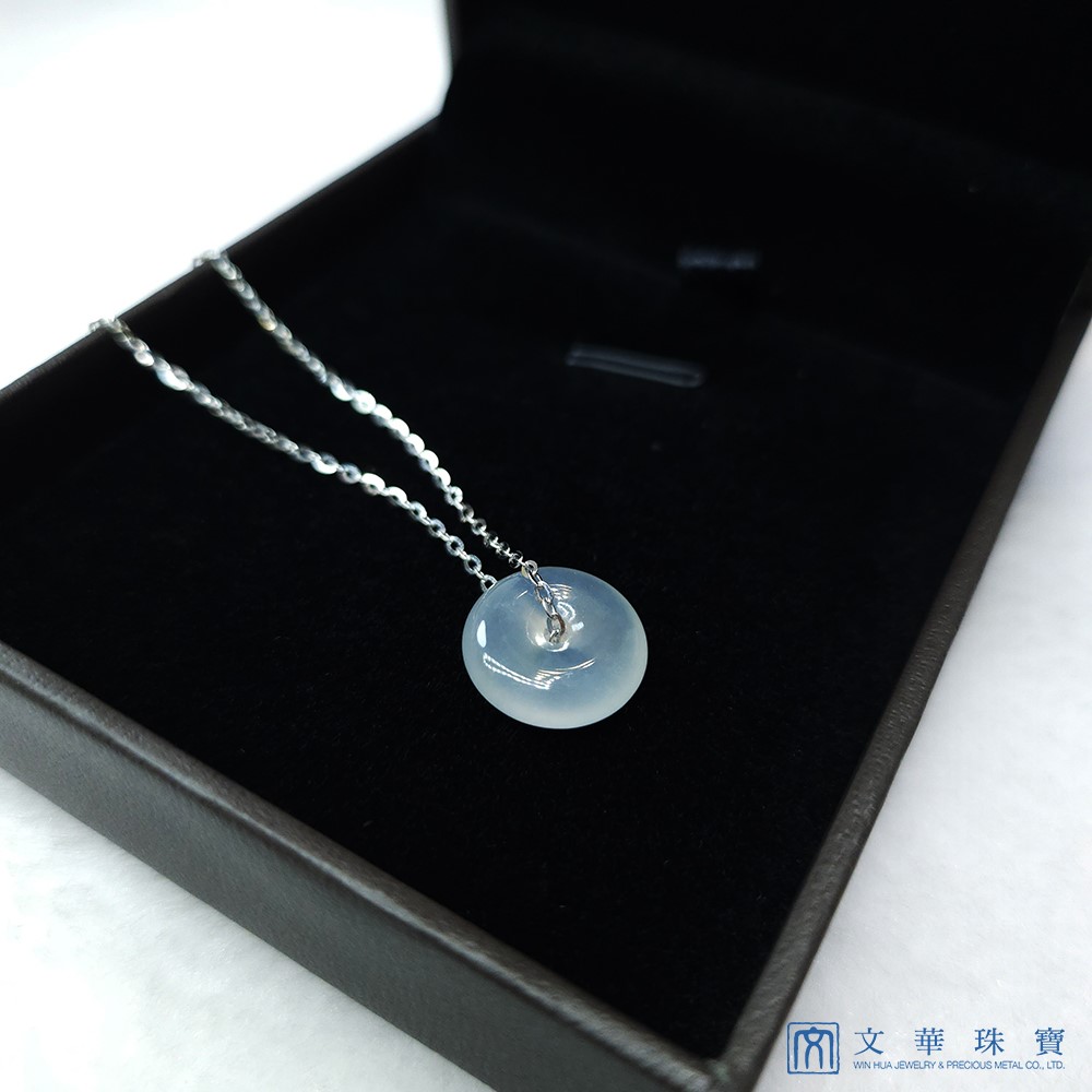 玻璃種平安扣項鍊 白K金750(已售出)