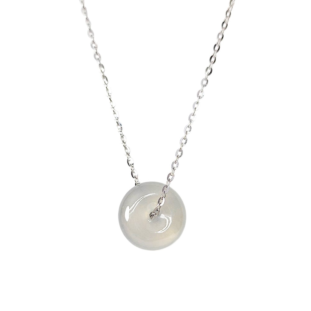 玻璃種平安扣項鍊 白K金750(已售出)