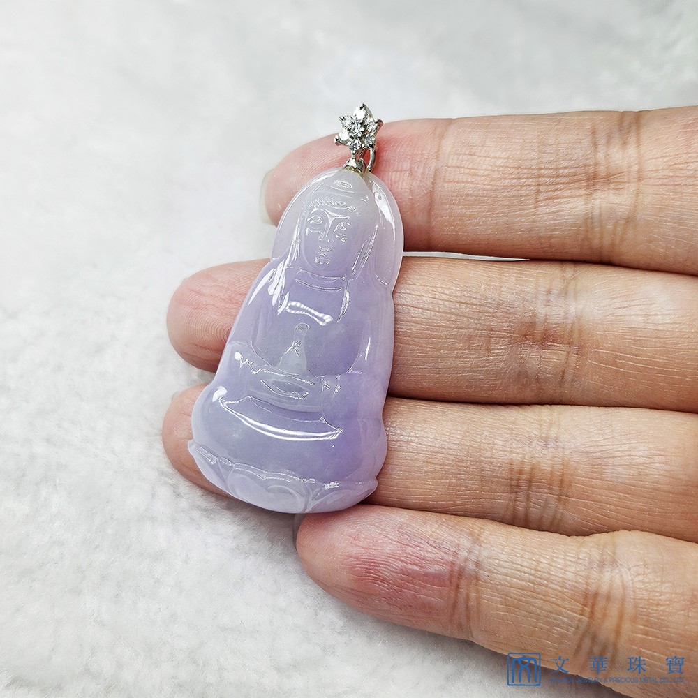 翡翠紫羅蘭寶瓶觀音玉墜