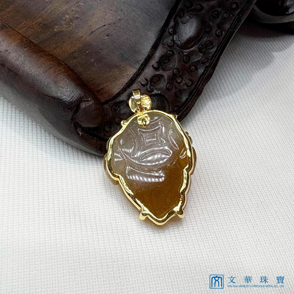 翡翠蜜糖黃玉蟾墜子 