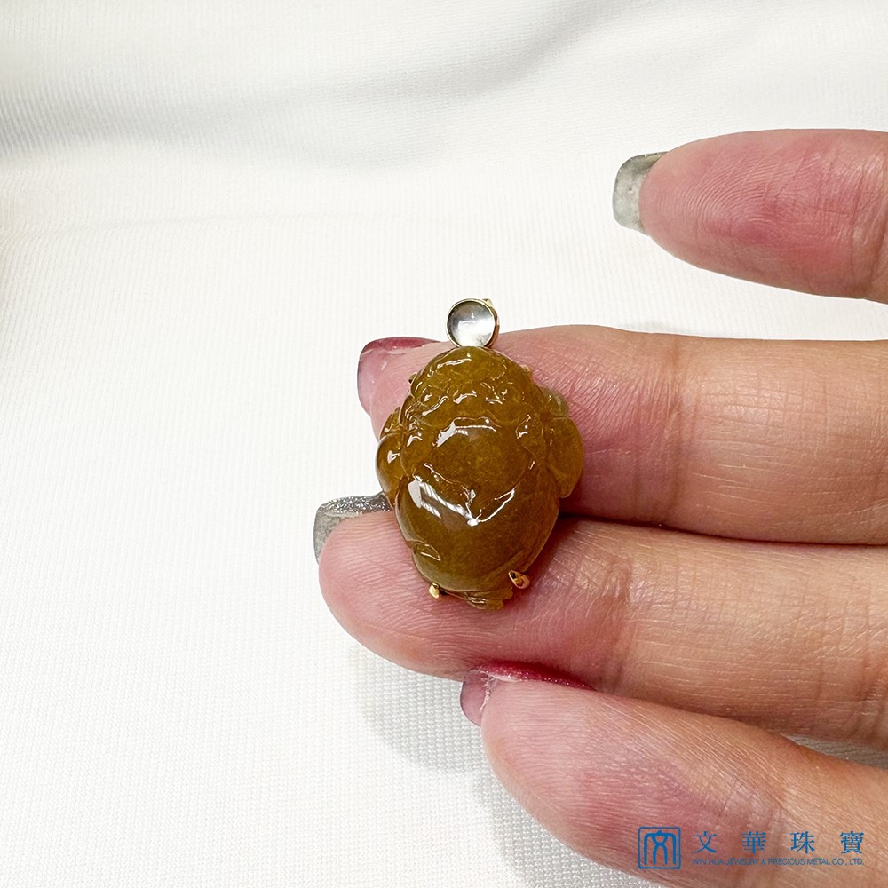 翡翠蜜糖黃玉蟾墜子 