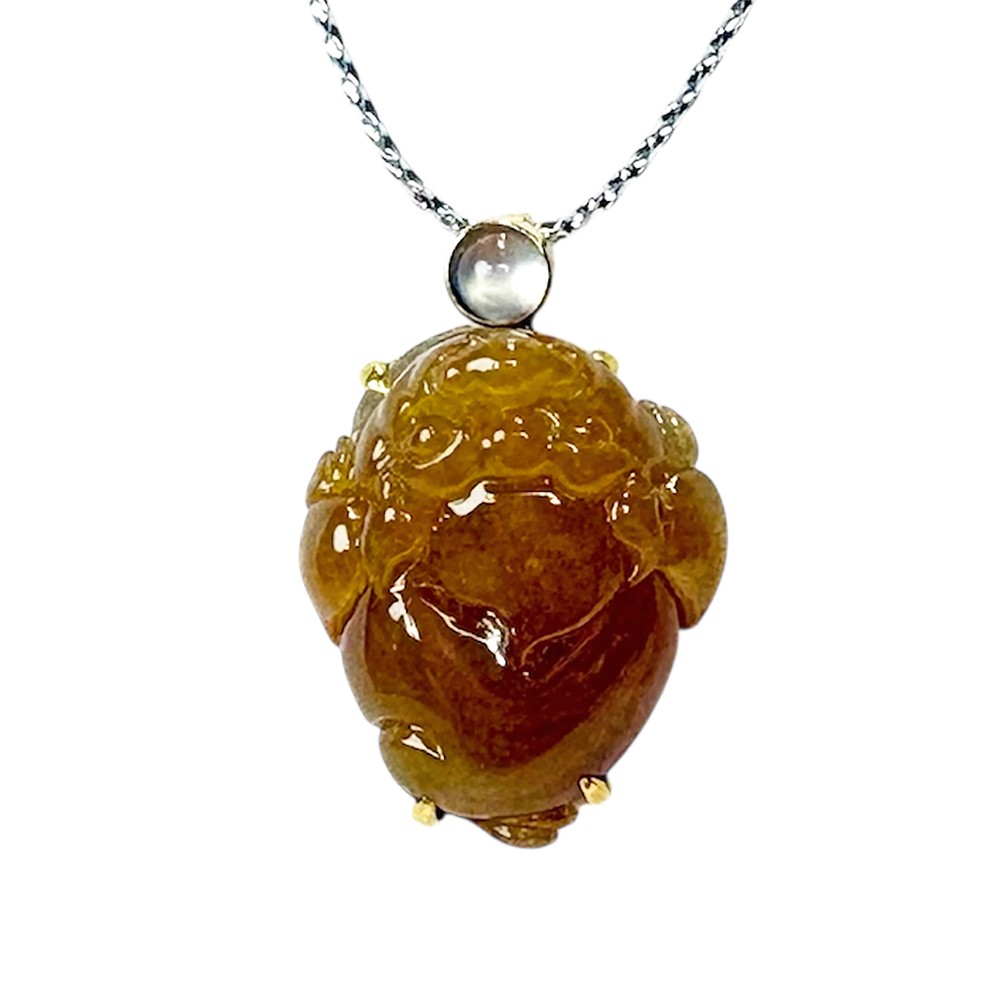 翡翠蜜糖黃玉蟾墜子 