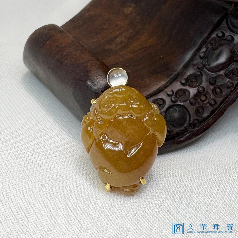 翡翠蜜糖黃玉蟾墜子 