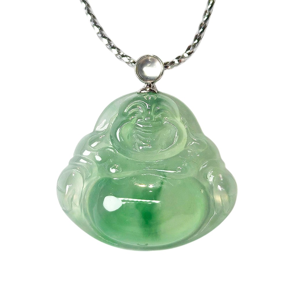 玻璃種飄綠彌勒佛玉墜 (已售出)