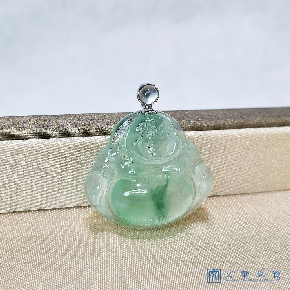 玻璃種飄綠彌勒佛玉墜 (已售出)