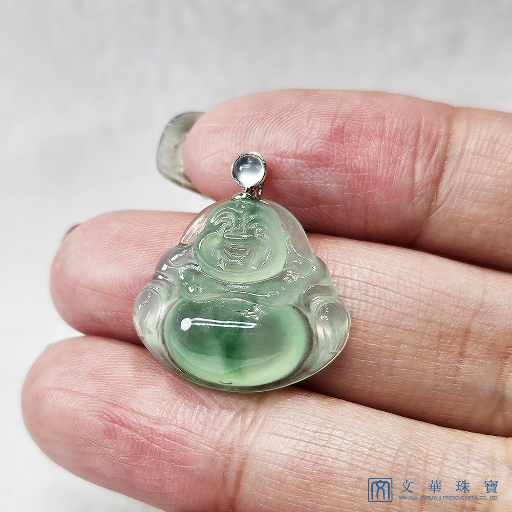 玻璃種飄綠彌勒佛玉墜 (已售出)