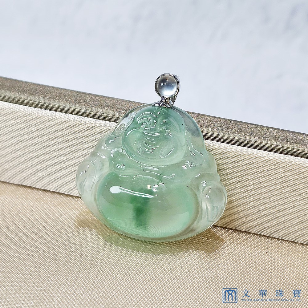 玻璃種飄綠彌勒佛玉墜 (已售出)