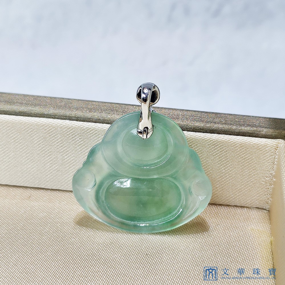 玻璃種飄綠彌勒佛玉墜 (已售出)
