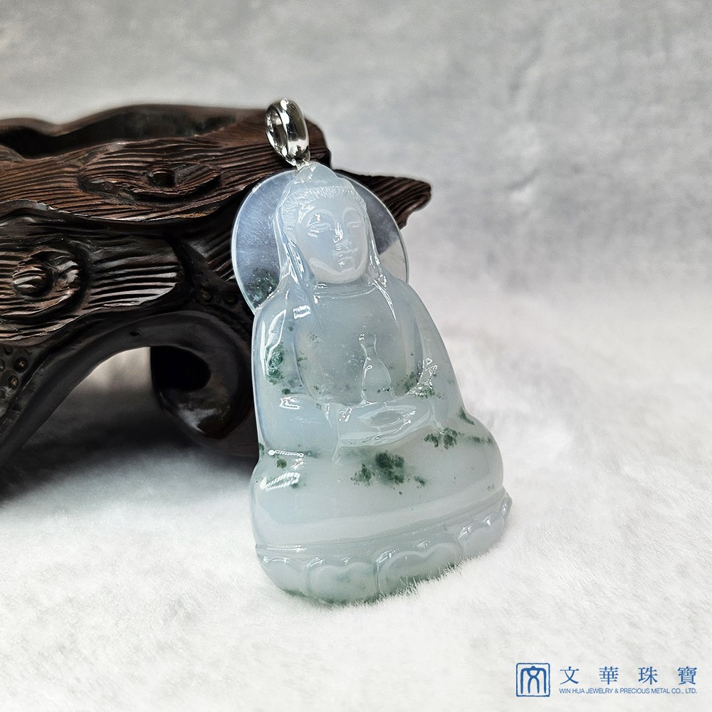 冰種飄花大尊觀音玉墜 