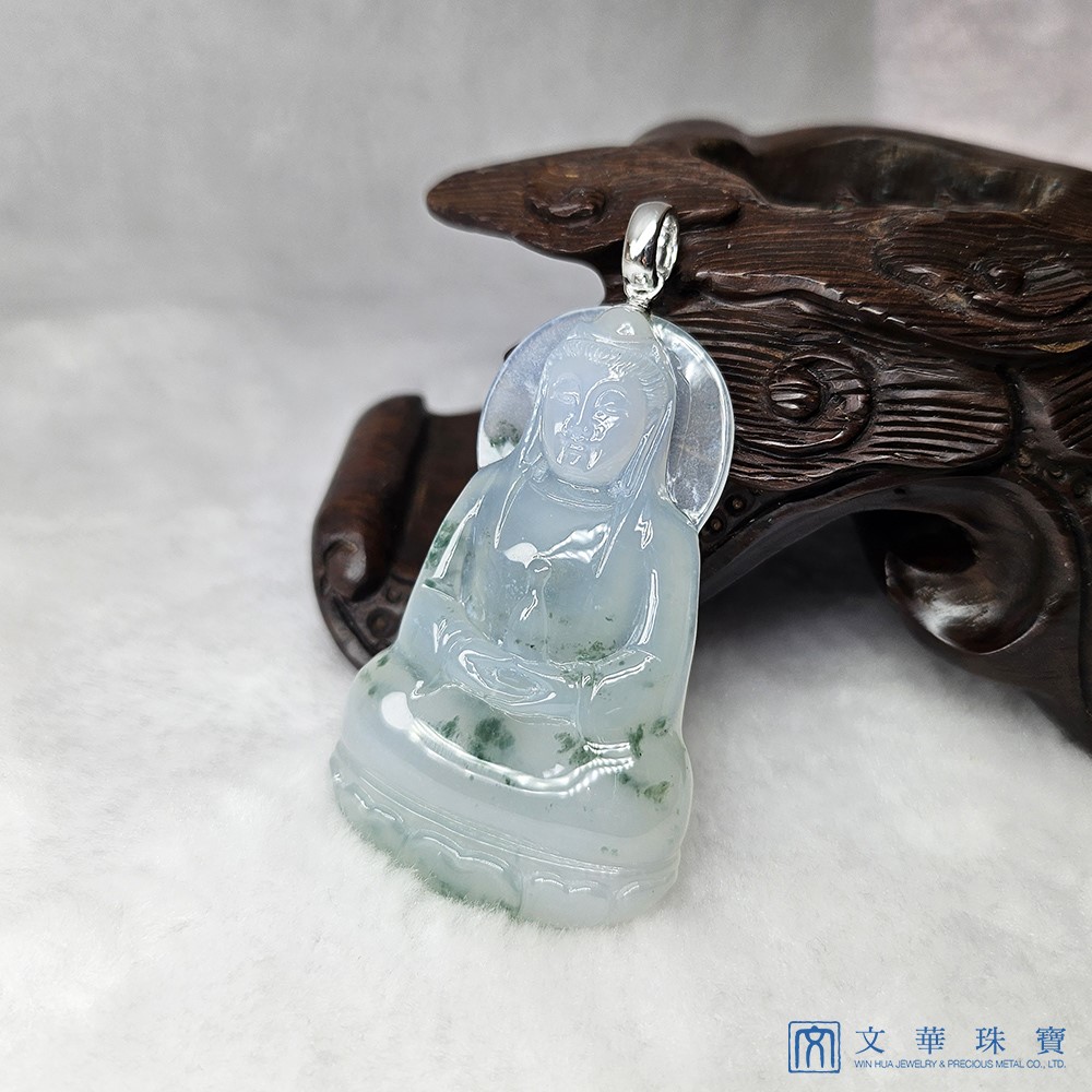 冰種飄花大尊觀音玉墜 