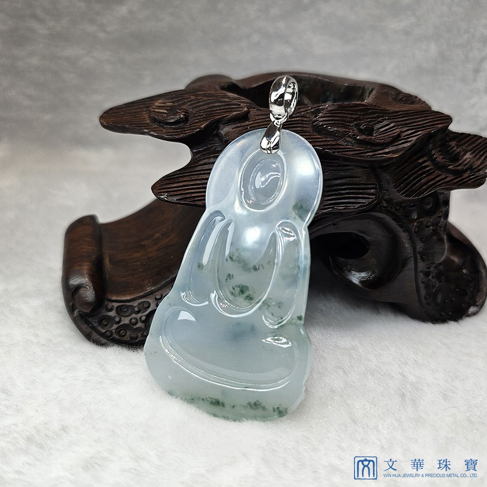 冰種飄花大尊觀音玉墜 