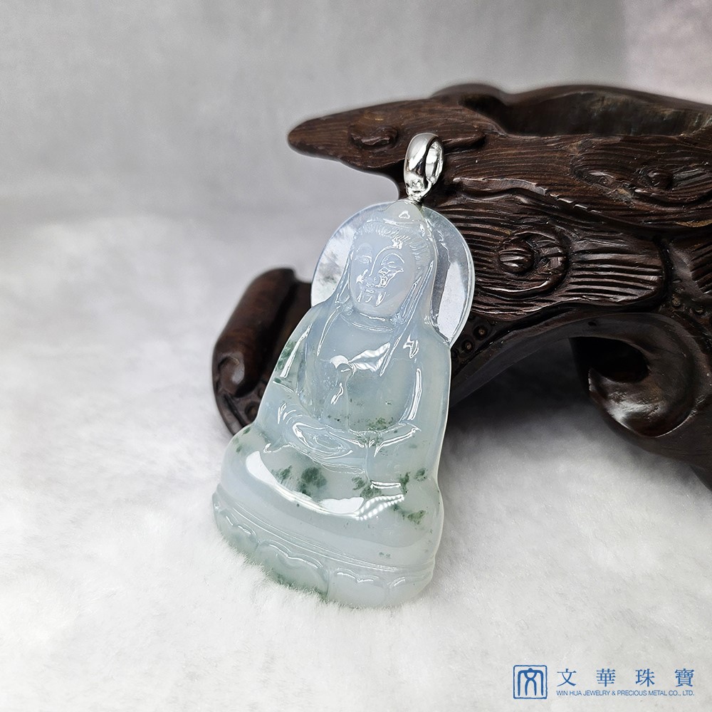 冰種飄花大尊觀音玉墜 