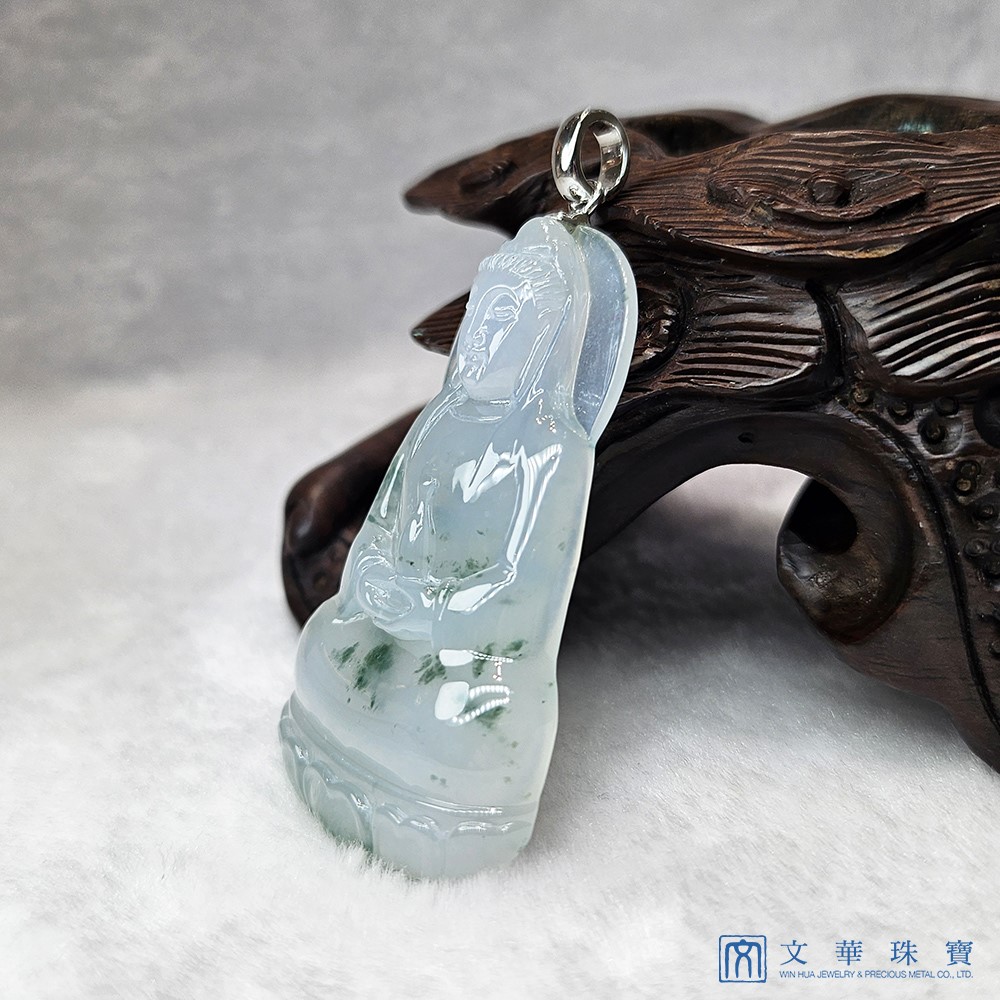 冰種飄花大尊觀音玉墜 