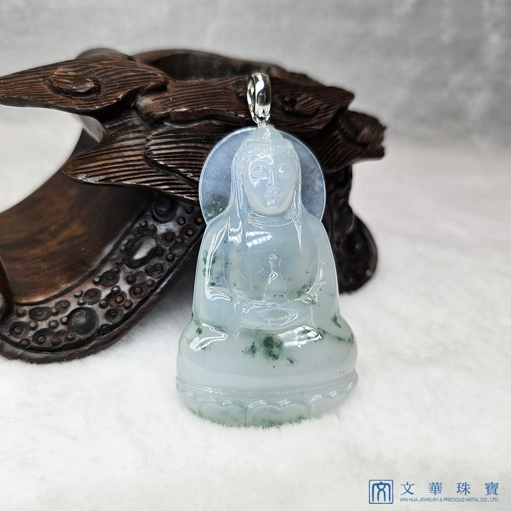 冰種飄花大尊觀音玉墜 