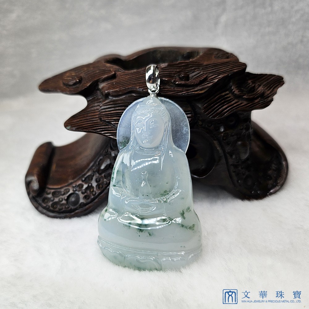 冰種飄花大尊觀音玉墜 