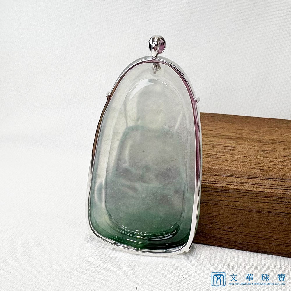 翡翠玻璃種觀音玉牌 附中國寶石證書