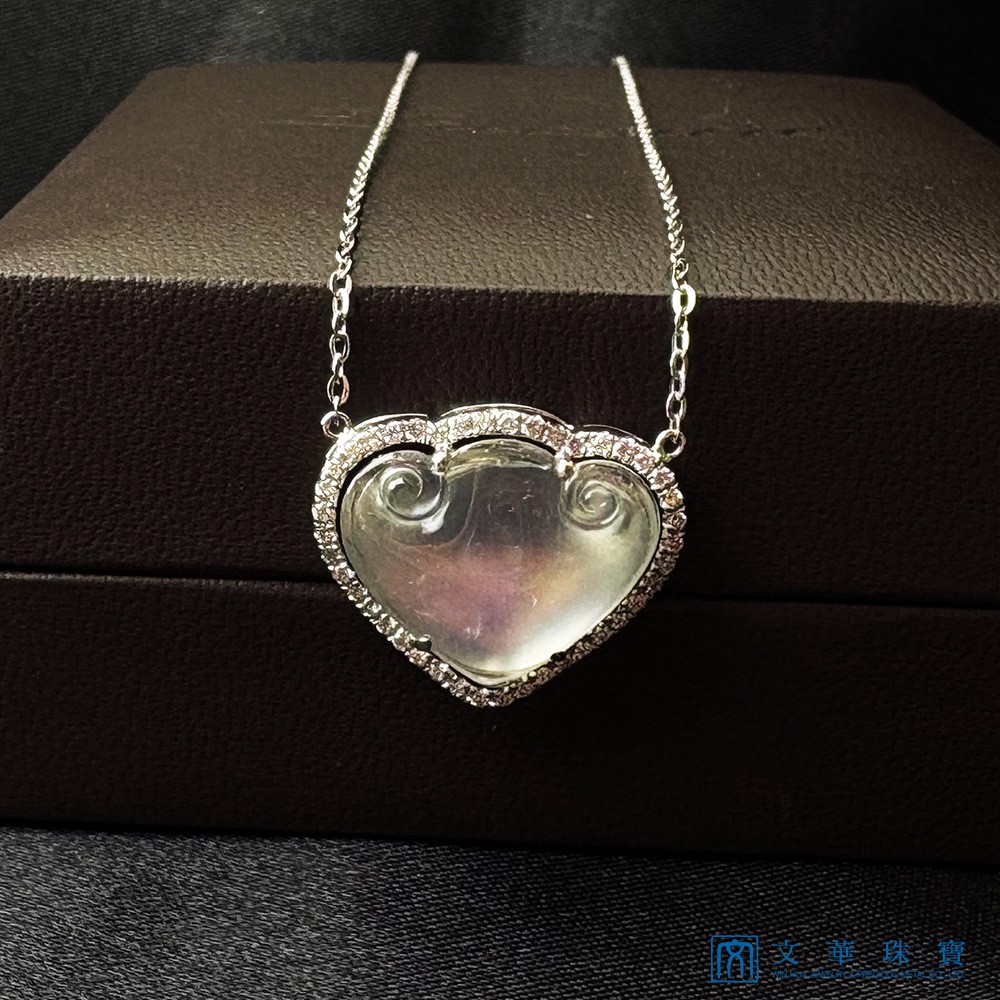 翡翠玻璃種愛心如意鑽鍊