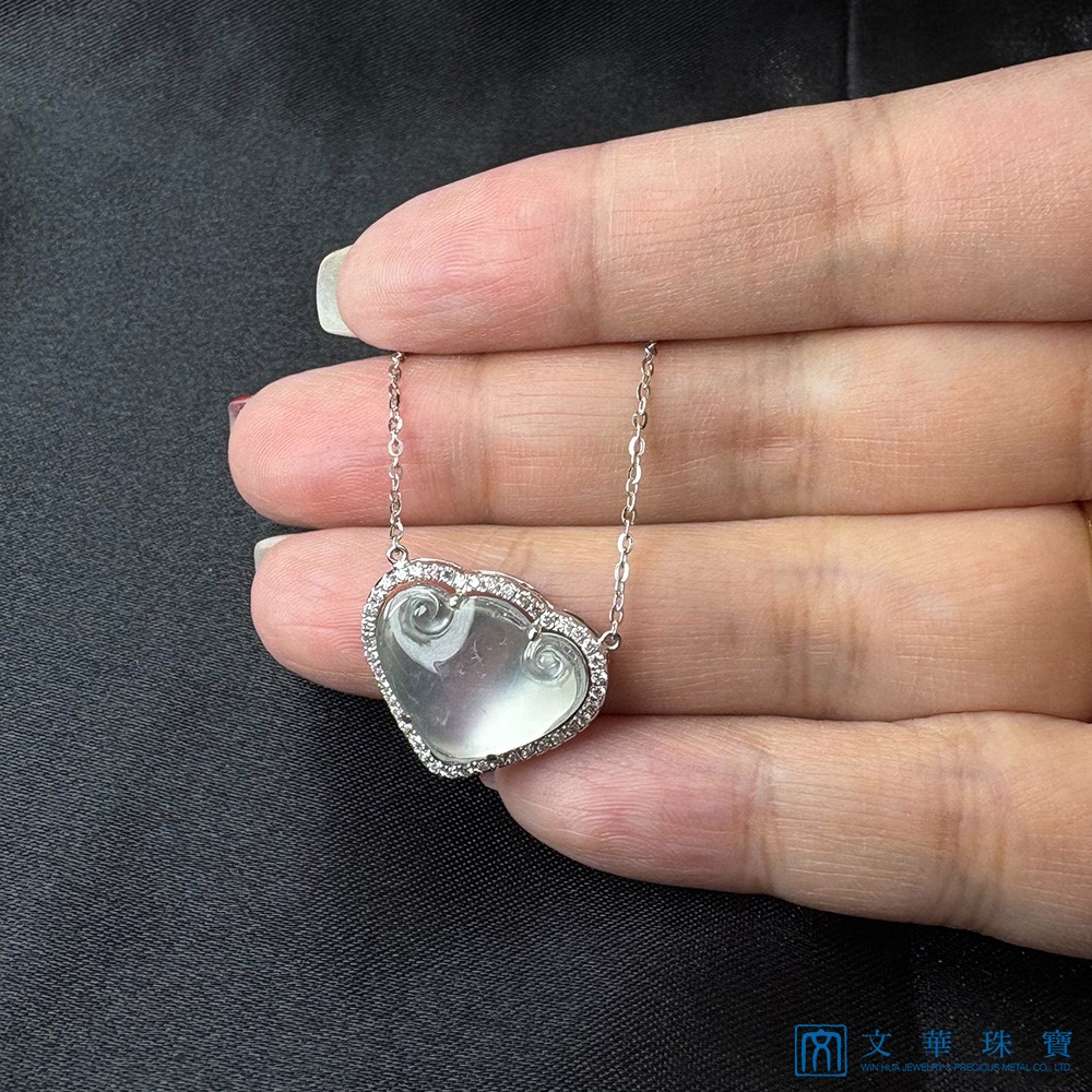 翡翠玻璃種愛心如意鑽鍊