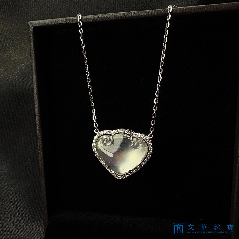 翡翠玻璃種愛心如意鑽鍊