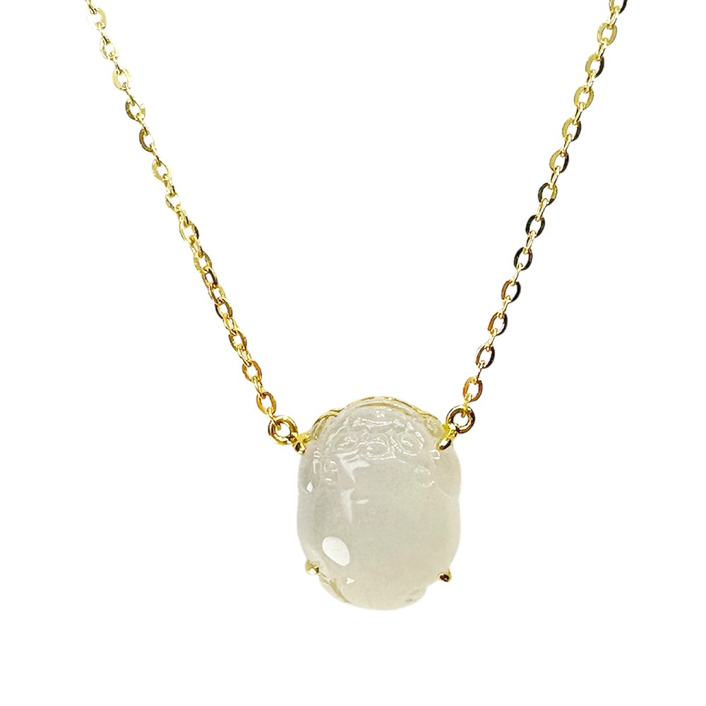  翡翠白月光冰蟾黃K項鍊 18K金