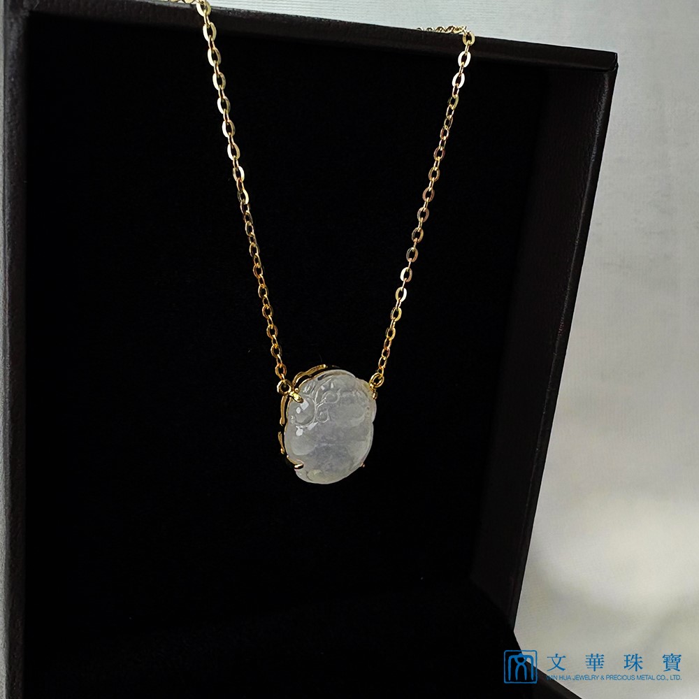  翡翠白月光冰蟾黃K項鍊 18K金