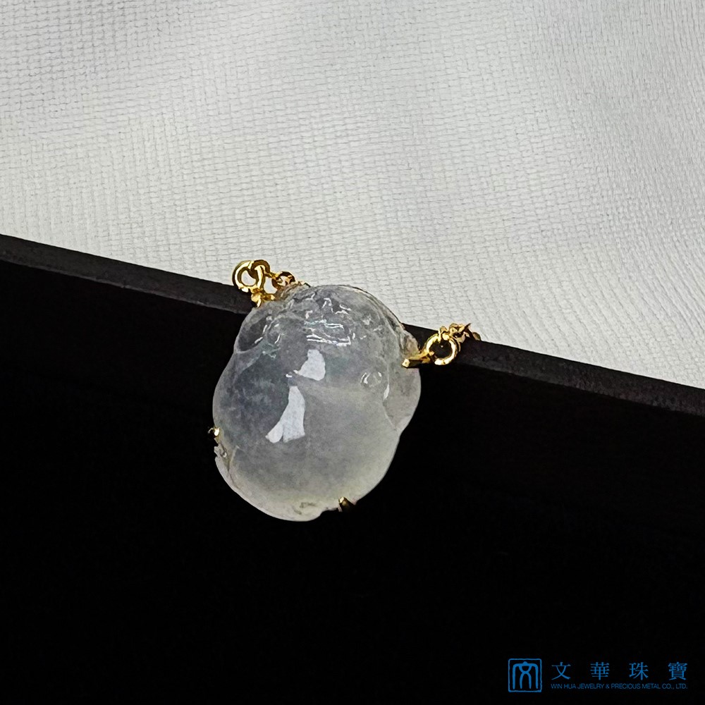  翡翠白月光冰蟾黃K項鍊 18K金