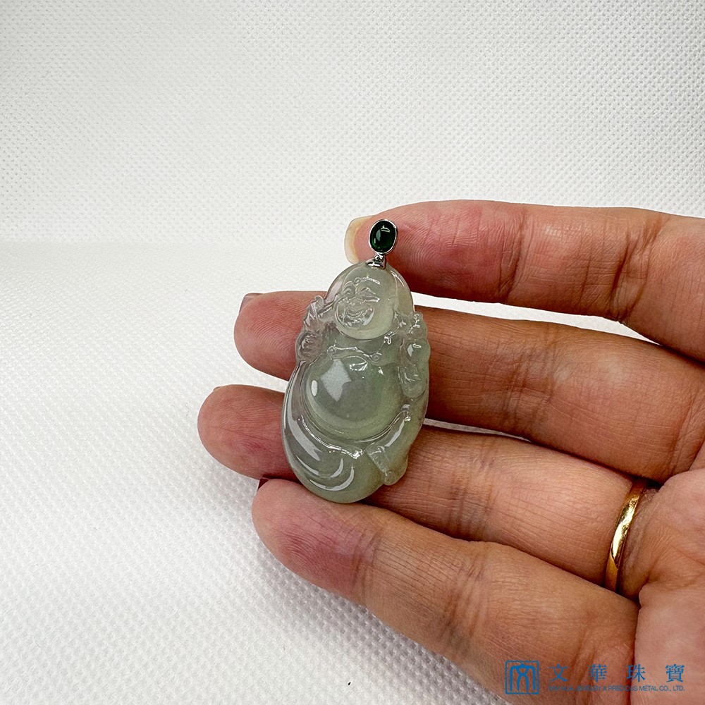 玻璃種芙蓉綠布袋彌勒