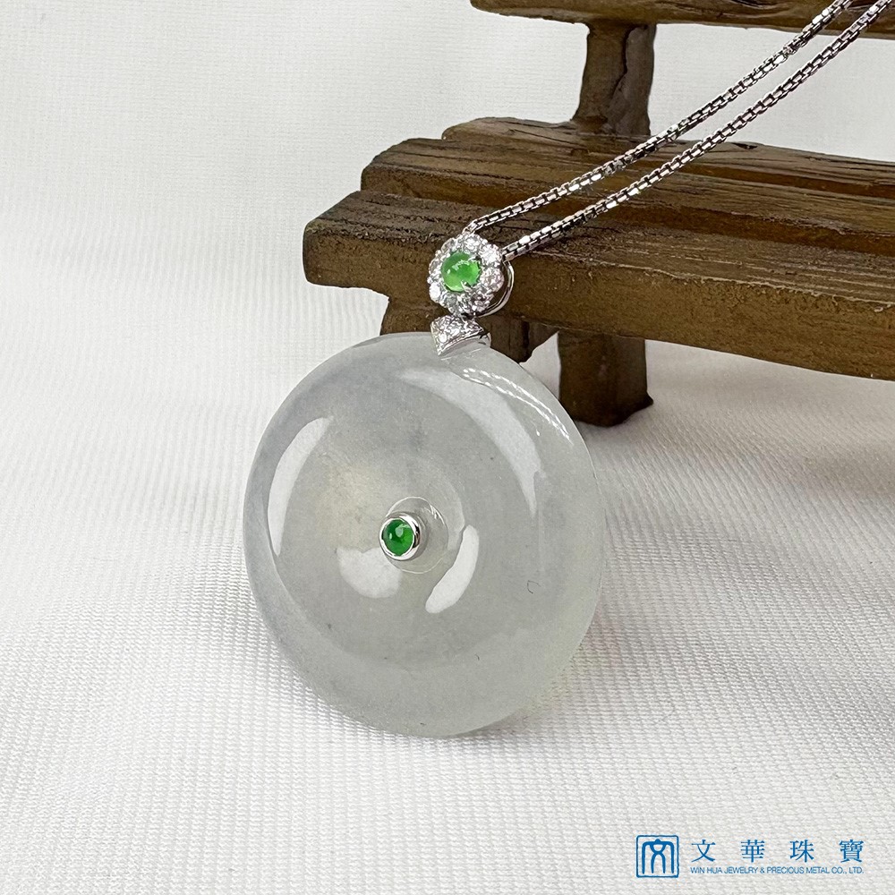 翡翠玻璃種平安扣鑽墜