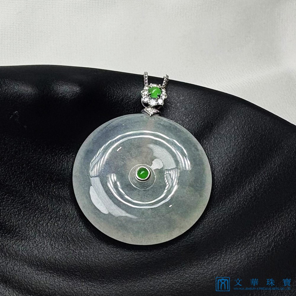 翡翠玻璃種平安扣鑽墜