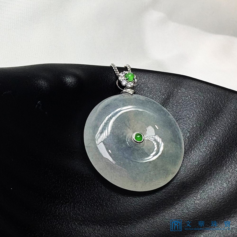 翡翠玻璃種平安扣鑽墜