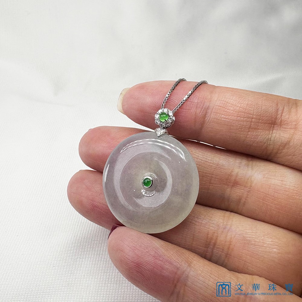 翡翠玻璃種平安扣鑽墜