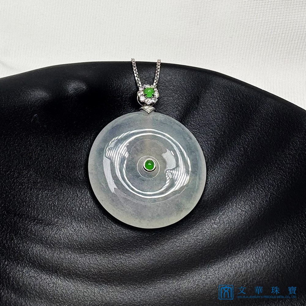 翡翠玻璃種平安扣鑽墜