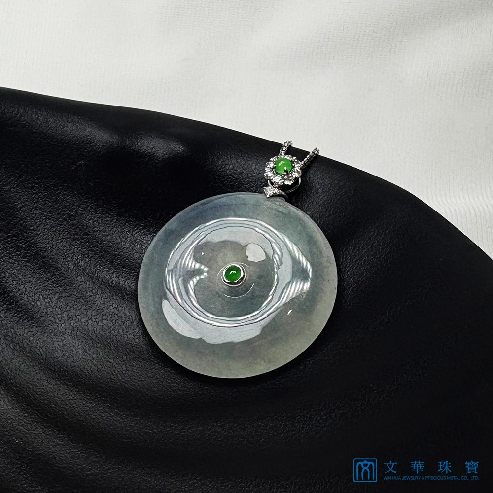 翡翠玻璃種平安扣鑽墜