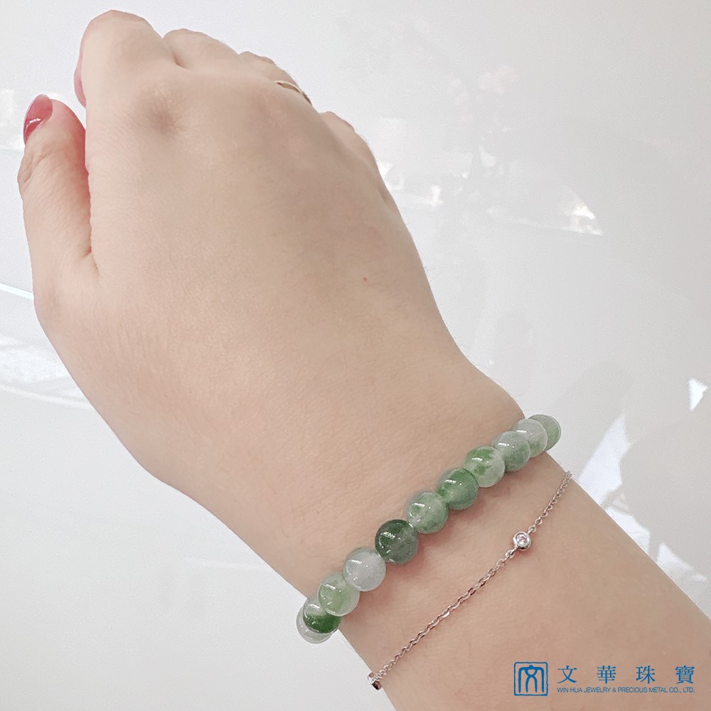 翡翠冰種飄綠玉珠手鍊 約6.8mm(已售出)