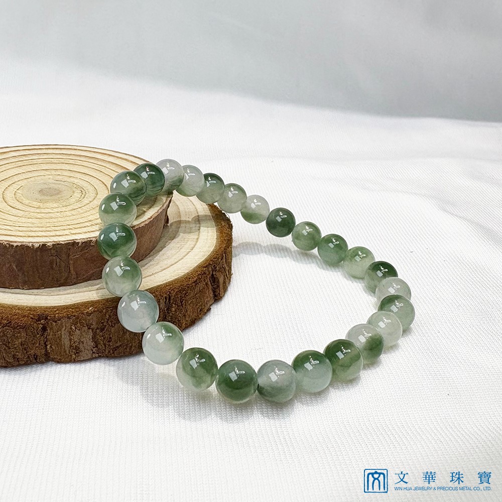 翡翠冰種飄綠玉珠手鍊 約6.8mm(已售出)